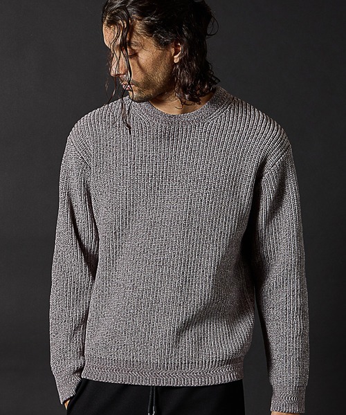 RATTLE TRAP（ラトルトラップ）の「引き揃え畦編みモールニット（ニット/セーター・メンズ・オレンジ/ブラック/ライトグレー・M/L/LL）」の3枚目の写真