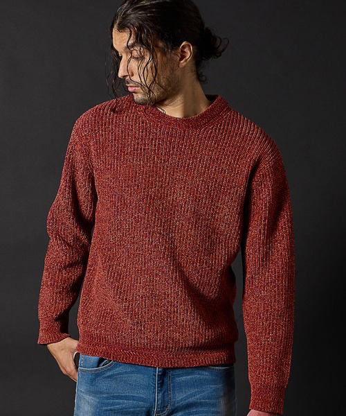 RATTLE TRAP（ラトルトラップ）の「引き揃え畦編みモールニット（ニット/セーター・メンズ・オレンジ/ブラック/ライトグレー・M/L/LL）」の18枚目の写真