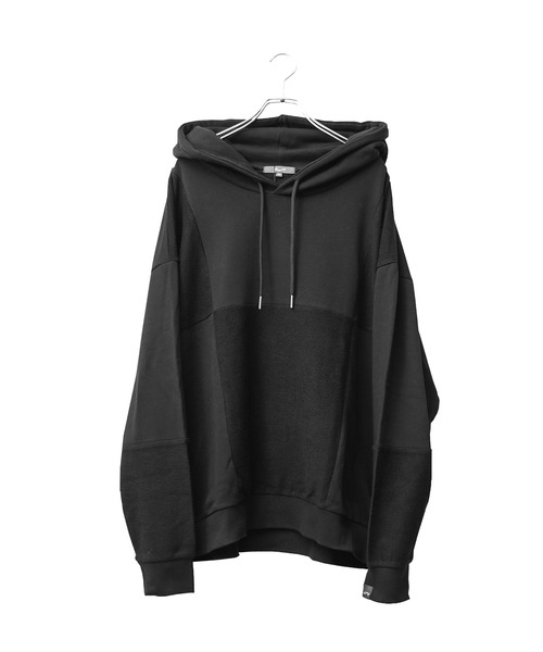 MinoriTY（マイノリティ）の「【MinoriTY】ドッキングブロッキング裏毛パーカー トレーナー メンズ 春服 冬服 オーバーサイズ プルオーバー ビッグシルエット ルーズフィット（パーカー・メンズ・ブラック/グレー・M/L）」の3枚目の写真