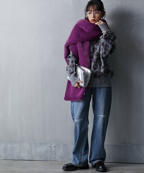 GEVS.(ジェイヴィス)の「<大きいサイズ> レオパードジャガードニットプルオーバー GEVS.(ニット/セーター・レディース・グレー系/ベージュ系・3L/5L/4L/LL/L)」の10枚目の写真