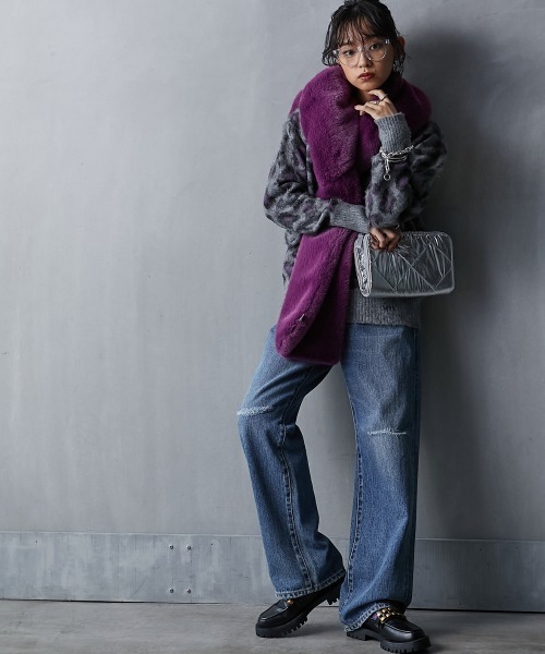 GEVS.(ジェイヴィス)の「<大きいサイズ> レオパードジャガードニットプルオーバー GEVS.(ニット/セーター・レディース・グレー系/ベージュ系・3L/5L/4L/LL/L)」の8枚目の写真