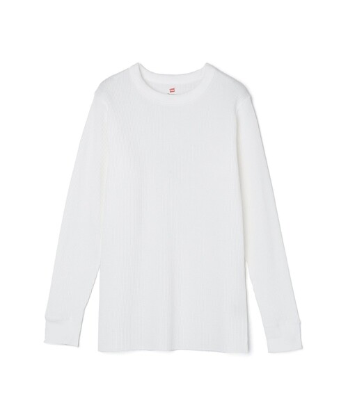 HANES(ヘインズ)の「Hanes: USAコットン サーマル クルーネック ロングスリーブ Tシャツ(Tシャツ/カットソー・メンズ・ホワイト/ブラック・MEDIUM/LARGE/X-LARGE)」の2枚目の写真
