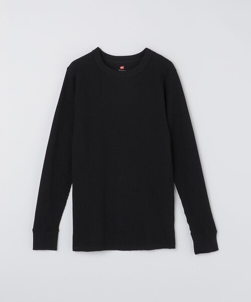 HANES(ヘインズ)の「Hanes: USAコットン サーマル クルーネック ロングスリーブ Tシャツ(Tシャツ/カットソー・メンズ・ホワイト/ブラック・MEDIUM/LARGE/X-LARGE)」の1枚目の写真
