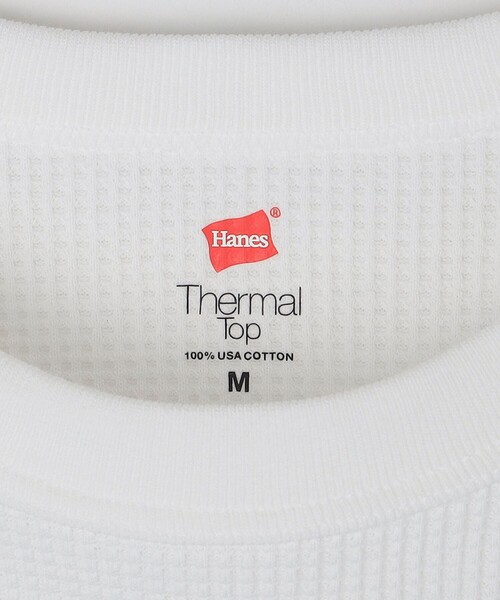 HANES(ヘインズ)の「Hanes: USAコットン サーマル クルーネック ロングスリーブ Tシャツ(Tシャツ/カットソー・メンズ・ホワイト/ブラック・MEDIUM/LARGE/X-LARGE)」の4枚目の写真