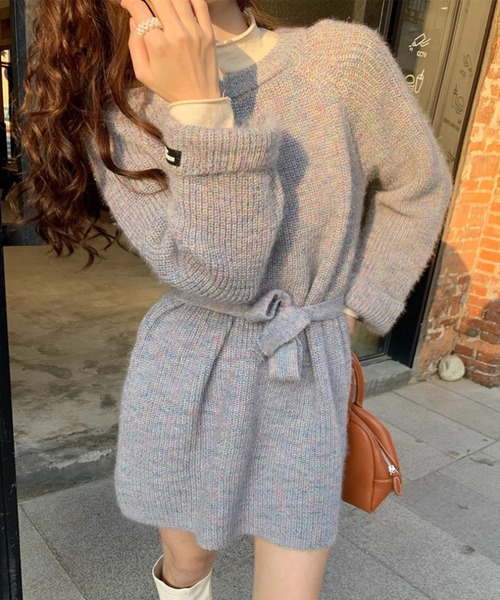 ENLIKE(エンリケ)の「マルチカラーニットワンピ(ワンピース・レディース・ブルー系その他/グレー系その他/ホワイト系その他・FREE)」の5枚目の写真