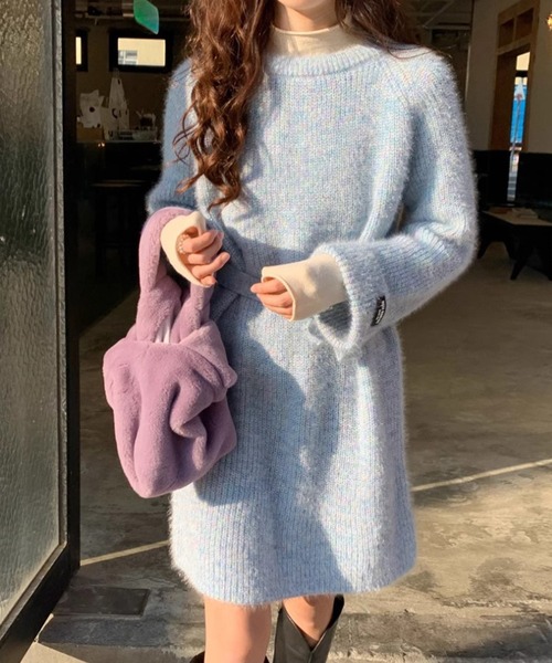 ENLIKE(エンリケ)の「マルチカラーニットワンピ(ワンピース・レディース・ブルー系その他/グレー系その他/ホワイト系その他・FREE)」の9枚目の写真