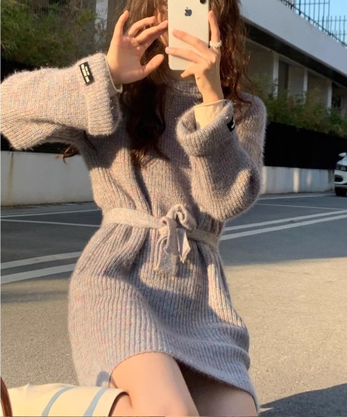 ENLIKE(エンリケ)の「マルチカラーニットワンピ(ワンピース・レディース・ブルー系その他/グレー系その他/ホワイト系その他・FREE)」の6枚目の写真