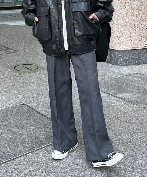 CPCM（シーピーシーエム）の「【低身長/高身長】ウールライクタックスラックス（スラックス・レディース・ブラウン/イエロー系その他/ブラック/チャコールグレー・MT/MEDIUM）」の3枚目の写真