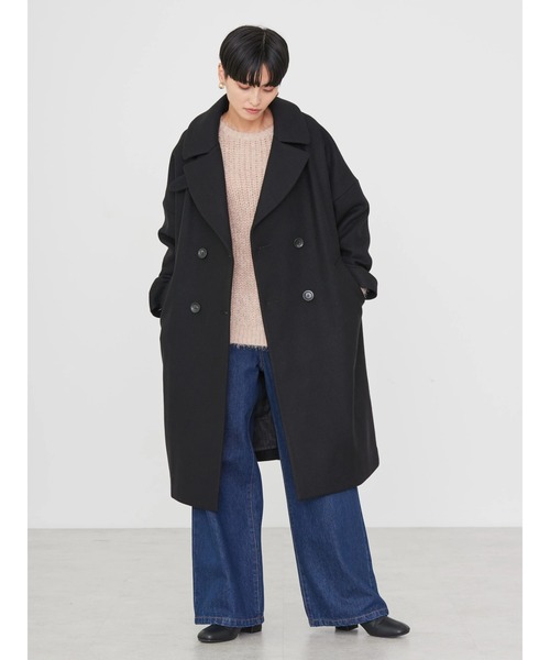 AMERICAN HOLIC（アメリカンホリック）の「【匠】ドロップショルダーチェスターBIGコート（チェスターコート・レディース・ブラック・M/L）」の5枚目の写真