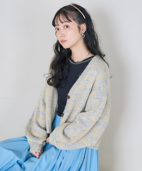 セール】ラメ グラデーション ショートニットカーディガン