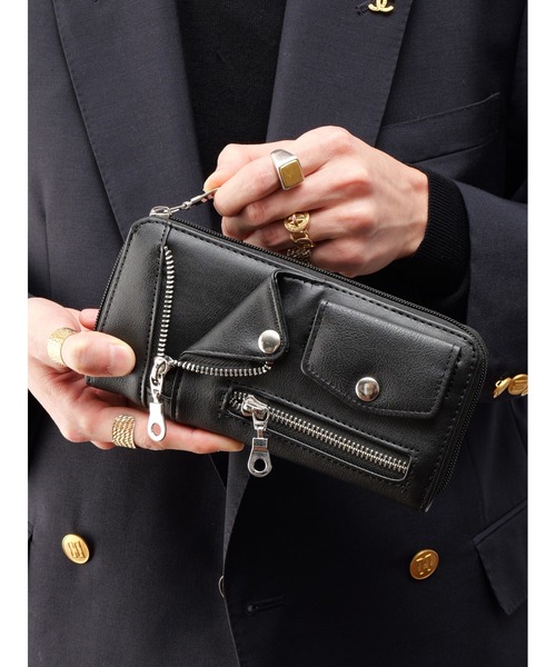 DEVICE(デバイス)の「ライダースジャケット デザイン ラウンド長財布 ウォレット(財布・メンズ・ブラック・FREE)」の5枚目の写真