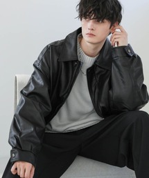 Buyer's Select/ヴィンテージライク合成皮革ショートブルゾン