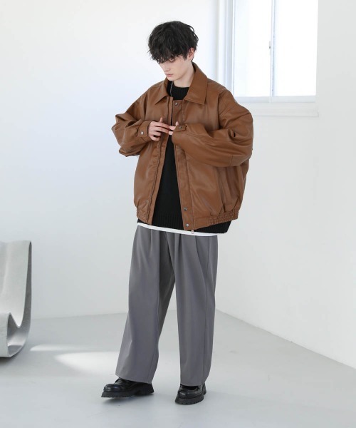 Buyer's Select/ヴィンテージライク合成皮革ショートブルゾン