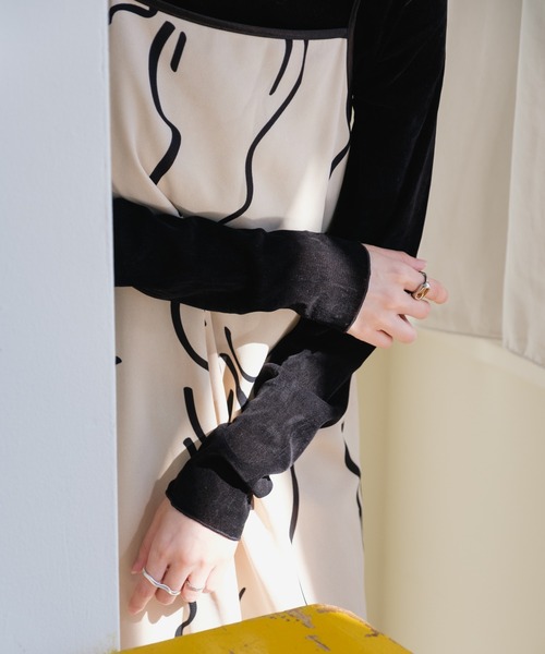 Kastane（カスタネ）の「ベロアチュールロンTEE（Tシャツ/カットソー・レディース・ブラック/ピンク/アイボリー/ライトグレー・FREE）」の6枚目の写真