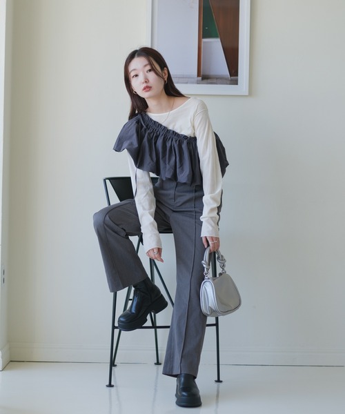 Kastane（カスタネ）の「ベロアチュールロンTEE（Tシャツ/カットソー・レディース・ブラック/ピンク/アイボリー/ライトグレー・FREE）」の20枚目の写真