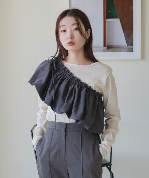 Kastane（カスタネ）の「ベロアチュールロンTEE（Tシャツ/カットソー・レディース・ブラック/ピンク/アイボリー/ライトグレー・FREE）」の16枚目の写真