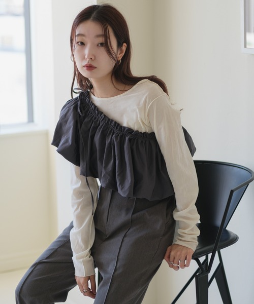 Kastane（カスタネ）の「ベロアチュールロンTEE（Tシャツ/カットソー・レディース・ブラック/ピンク/アイボリー/ライトグレー・FREE）」の18枚目の写真