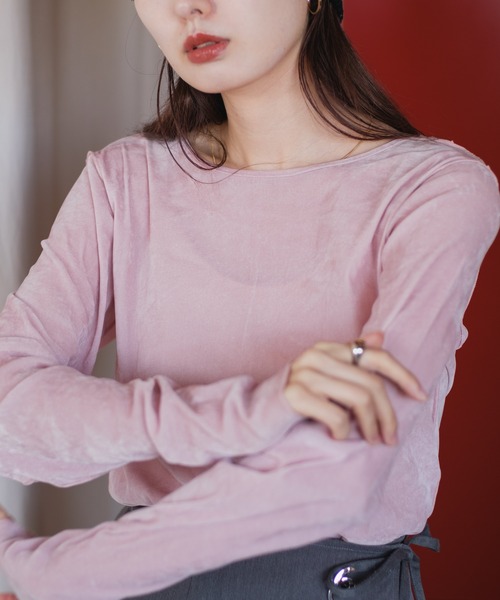 Kastane（カスタネ）の「ベロアチュールロンTEE（Tシャツ/カットソー・レディース・ブラック/ピンク/アイボリー/ライトグレー・FREE）」の22枚目の写真