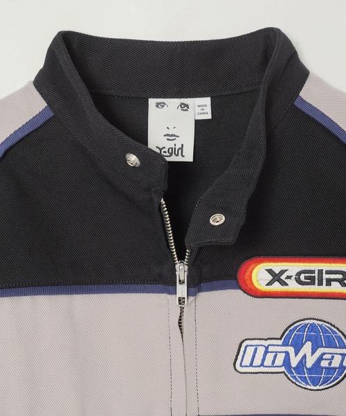 X-girl（エックスガール）の「RACING JACKET（ブルゾン・レディース・ブラック/ネイビー・M/S）」の6枚目の写真