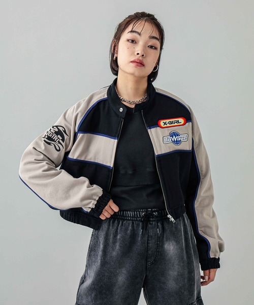 X-girl（エックスガール）の「RACING JACKET（ブルゾン・レディース・ブラック/ネイビー・M/S）」の15枚目の写真