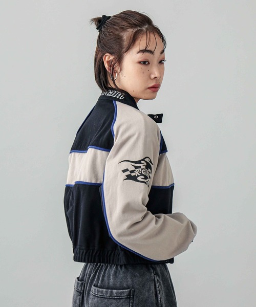 X-girl（エックスガール）の「RACING JACKET（ブルゾン・レディース・ブラック/ネイビー・M/S）」の17枚目の写真