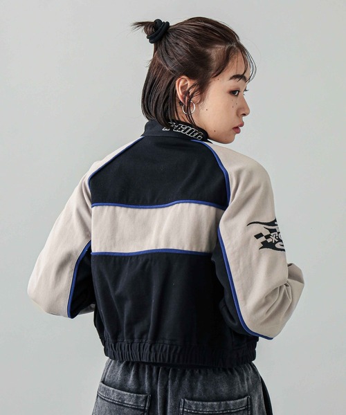 X-girl（エックスガール）の「RACING JACKET（ブルゾン・レディース・ブラック/ネイビー・M/S）」の18枚目の写真