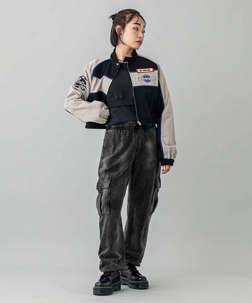 X-girl（エックスガール）の「RACING JACKET（ブルゾン・レディース・ブラック/ネイビー・M/S）」の21枚目の写真