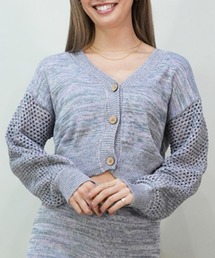 ROXY（ロキシー）の「ROXY/ロキシー ショート丈カーディガン クロップドニット ボリューム袖/セットアップ対応 RSR241049（カーディガン/ボレロ）」