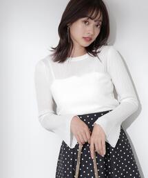 PROPORTION BODY DRESSING | ランダムリブシアーフレアスリーブニット / 1214170105(ニット/セーター)