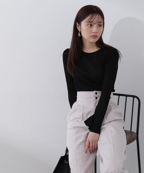 PROPORTION BODY DRESSING（プロポーションボディドレッシング）の「ランダムリブシアーフレアスリーブニット / 1214170105（ニット/セーター・レディース・ブラック/ピンク/ホワイト系その他・FREE）」の3枚目の写真