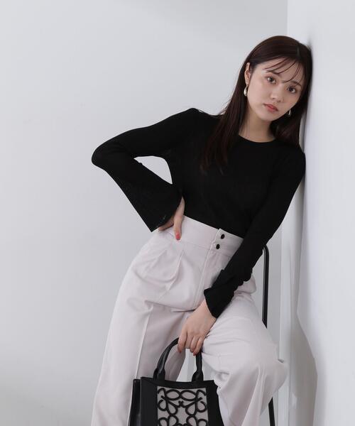 PROPORTION BODY DRESSING（プロポーションボディドレッシング）の「ランダムリブシアーフレアスリーブニット / 1214170105（ニット/セーター・レディース・ブラック/ピンク/ホワイト系その他・FREE）」の7枚目の写真