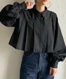 She's Closet | 襟付き長袖ショート丈タックプリーツブラウスシャツ(シャツ/ブラウス)