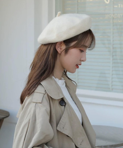 TONE SELECT GOODS（トーンセレクトグッズ）の「pur chouchou/ベレー帽  P4107（ハンチング/ベレー帽・レディース・ブラック/グレー/ベージュ/アイボリー・FREE）」の2枚目の写真