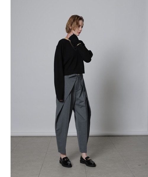 CADUNE カデュネ ニット リブ　ベージュクロップドセーター　38 CADUNE（カデュネ）の「クロップドニット（ニット/セーター