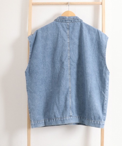 Miniministore(ミニミニストア)の「デニムベスト ジレ レディース 重ね着(ベスト・レディース・サックスブルー/ブラック・FREE)」の18枚目の写真