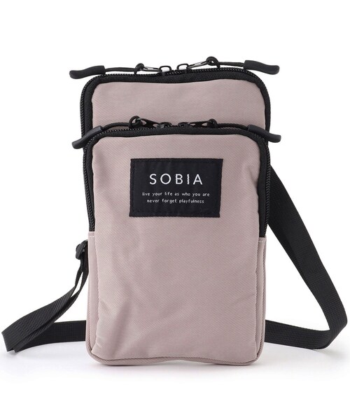 ITS'DEMO（イッツデモ）の「◆【ポケ4／撥水／ユニセックスOK／お出かけにおススメ】ナイロンスマホショルダー（ショルダーバッグ・レディース・ブラック/ライトベージュ/パープル・00）」の3枚目の写真