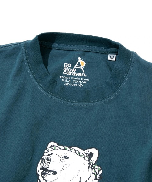 go slow caravan（ゴースローキャラバン）の「USA/C たこ焼きクマ ロングスリーブTEE（Tシャツ/カットソー・メンズ・ホワイト/ブルーグリーン/ナチュラル・SMALL/MEDIUM/LARGE/X-LARGE）」の5枚目の写真