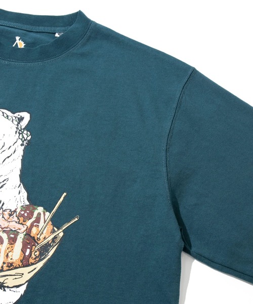 go slow caravan（ゴースローキャラバン）の「USA/C たこ焼きクマ ロングスリーブTEE（Tシャツ/カットソー・メンズ・ホワイト/ブルーグリーン/ナチュラル・SMALL/MEDIUM/LARGE/X-LARGE）」の7枚目の写真