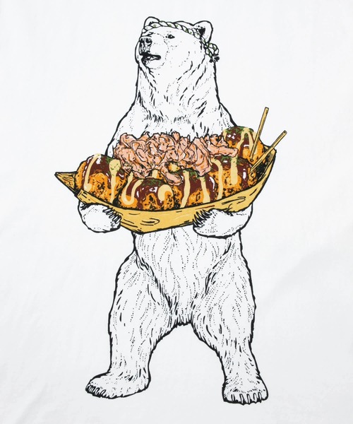 go slow caravan（ゴースローキャラバン）の「USA/C たこ焼きクマ ロングスリーブTEE（Tシャツ/カットソー・メンズ・ホワイト/ブルーグリーン/ナチュラル・SMALL/MEDIUM/LARGE/X-LARGE）」の13枚目の写真