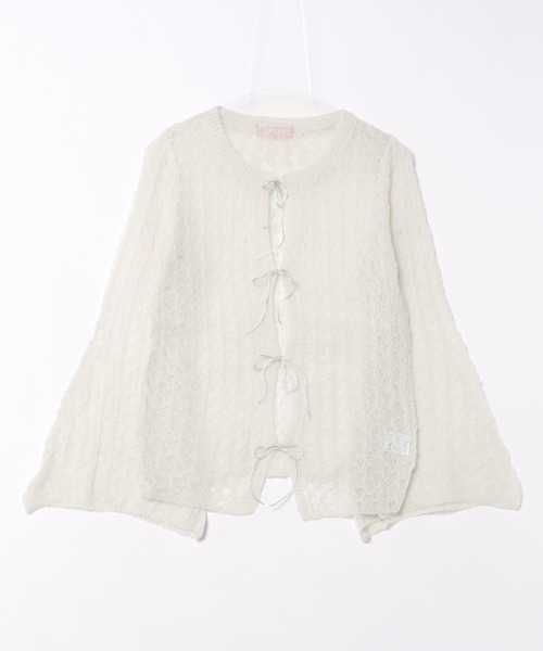 muguet（ミュゲ）の「sheer knit ribbon tops（ニット/セーター
