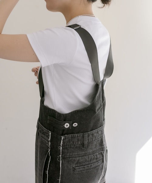 ear PAPILLONNER（イアパピヨネ）の「《セットアップ可》デニムサロペット【SUM1 STYLE(スミスタイル)】（サロペット/オーバーオール・レディース・ライトグレー/ダークグレー・FREE）」の6枚目の写真