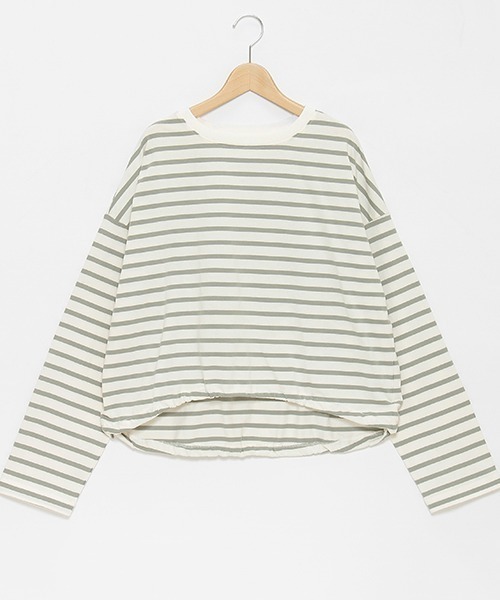 petit main LIEN（プティマインリアン）の「【LADIES】ボーダーロングスリーブT（Tシャツ/カットソー・レディース・ネイビー/ライトブルー/ライトピンク/グリーン・FREE）」の2枚目の写真