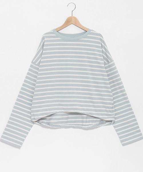 petit main LIEN（プティマインリアン）の「【LADIES】ボーダーロングスリーブT（Tシャツ/カットソー・レディース・ネイビー/ライトブルー/ライトピンク/グリーン・FREE）」の3枚目の写真