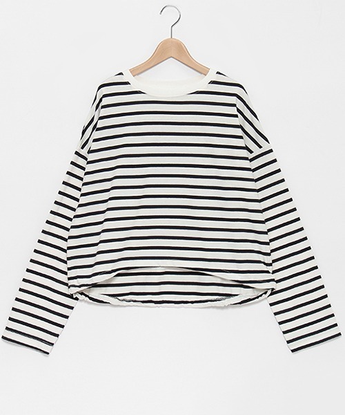 petit main LIEN（プティマインリアン）の「【LADIES】ボーダーロングスリーブT（Tシャツ/カットソー・レディース・ネイビー/ライトブルー/ライトピンク/グリーン・FREE）」の13枚目の写真