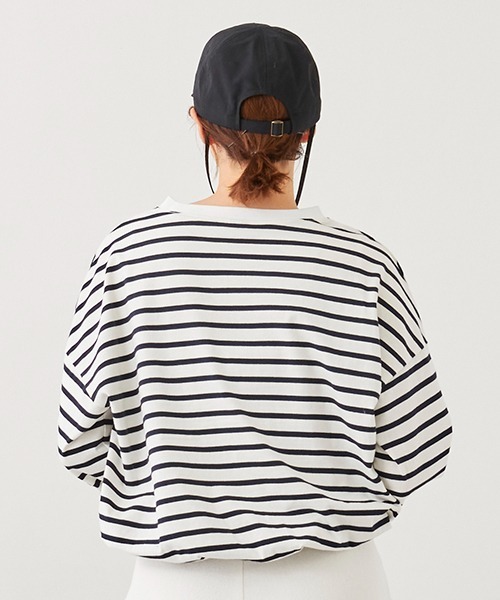 petit main LIEN（プティマインリアン）の「【LADIES】ボーダーロングスリーブT（Tシャツ/カットソー・レディース・ネイビー/ライトブルー/ライトピンク/グリーン・FREE）」の14枚目の写真