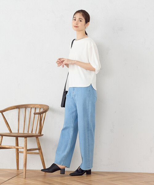 COMME CA ISM(コムサイズム)の「とろみスリーブ Tシャツ(Tシャツ/カットソー・レディース・ホワイト/ピンク/チャコール・MEDIUM/LARGE)」の4枚目の写真