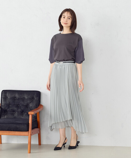 COMME CA ISM(コムサイズム)の「とろみスリーブ Tシャツ(Tシャツ/カットソー・レディース・ホワイト/ピンク/チャコール・MEDIUM/LARGE)」の6枚目の写真