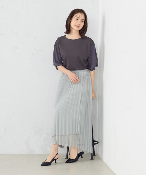 COMME CA ISM(コムサイズム)の「とろみスリーブ Tシャツ(Tシャツ/カットソー・レディース・ホワイト/ピンク/チャコール・MEDIUM/LARGE)」の7枚目の写真