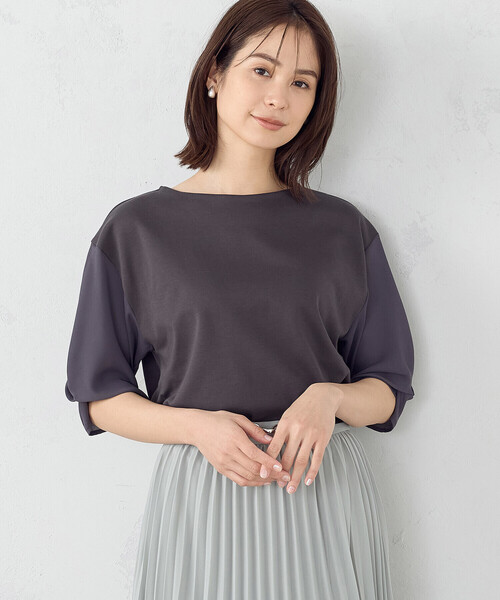 COMME CA ISM(コムサイズム)の「とろみスリーブ Tシャツ(Tシャツ/カットソー・レディース・ホワイト/ピンク/チャコール・MEDIUM/LARGE)」の8枚目の写真