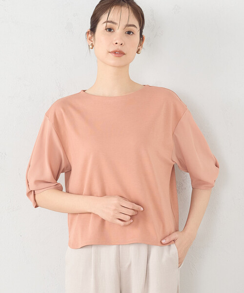 COMME CA ISM(コムサイズム)の「とろみスリーブ Tシャツ(Tシャツ/カットソー・レディース・ホワイト/ピンク/チャコール・MEDIUM/LARGE)」の11枚目の写真
